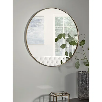 Cox and Cox Antique Brass Slim Frame Round Mirror - Extra Large