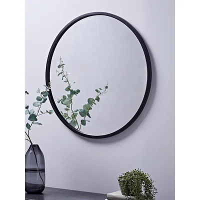 Cox and Cox Black Bevelled Round Mirror - Large