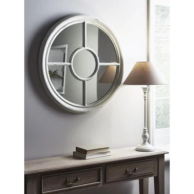 Cox and Cox White Round Window Mirror