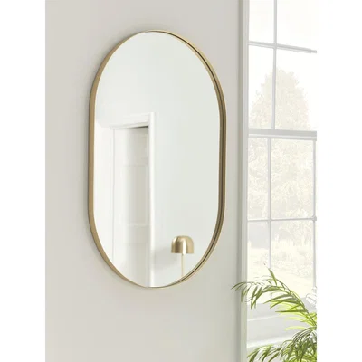 Cox and Cox NEW Slim Frame Oval Mirror - Soft Gold