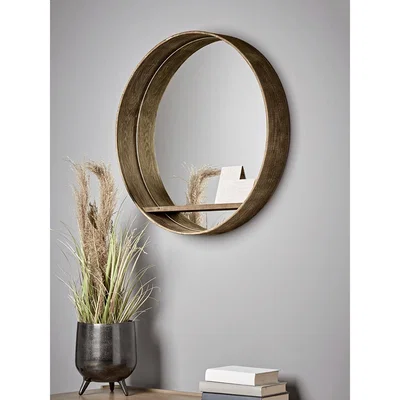 Cox and Cox Round Shelf Wall Mirror