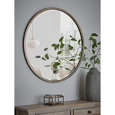 Cox and Cox Burnished Silver Bevelled Round Mirror - Large