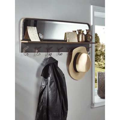 Cox and Cox Industrial Hook Rack with Mirror