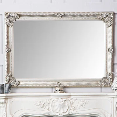 Chiltern Oak Furniture Valencia Silver Frame Rectangular Wall Mirror 80 x 115cm