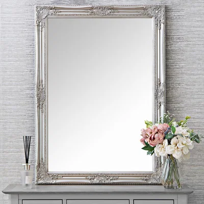Chiltern Oak Furniture Vienna Silver Frame Rectangular Wall Mirror 75 x 105cm