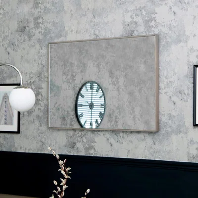Chiltern Oak Furniture Milan Chrome & Oak Large Rectangular Wall Mirror 100 x 70cm