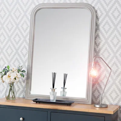Chiltern Oak Furniture Salzburg Grey Arched Rectangular Wall Mirror 70 x 100cm