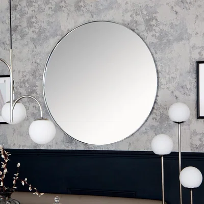 Chiltern Oak Furniture Milan Chrome & Oak Round Wall Mirror 100 x 100cm