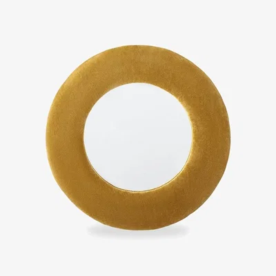 Cult Furniture Vivien Round Mirror, Yellow Velvet