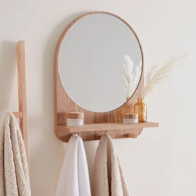 Dunelm Wooden Shelf Mirror Ash (Brown)