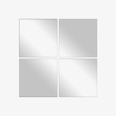 Dunelm Pack of 4 Multi Purpose Mirrored Tiles Clear