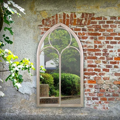 Dunelm Sassetti Distressed Sand Outdoor Window Mirror Natural