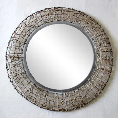 Dunelm Wicker Wall Mirror 71cm Grey Grey