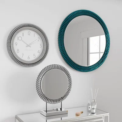Dunelm Glam Gem Edge 76cm Wall Mirror Peacock Green