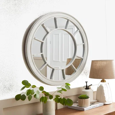 Dunelm Country Round Window Wall Mirror Cream