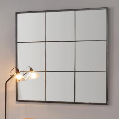 Dunelm 9 Section Square Wall Mirror, Dark Grey 110cm Dark Grey