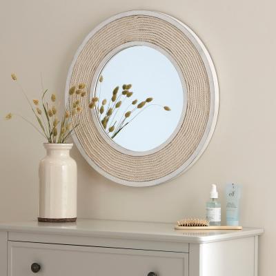 Dunelm Lina Rope Round Wall Mirror 60cm White and Beige