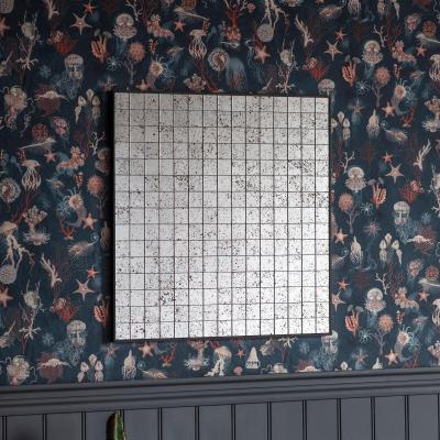 Dunelm Tustin Mosaic Square Mirror 61cm Silver Black