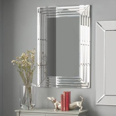 Dunelm Mirrored Glass Art Deco Rectangular Wall Mirror, 70 x 100cm Silver