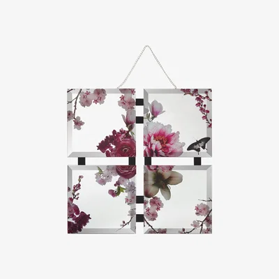 Dunelm Momoka Square Mirror 63x63cm Pink/Green