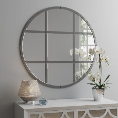 Dunelm Smoked Luxe Window Circular Mirror 80cm Silver Effect