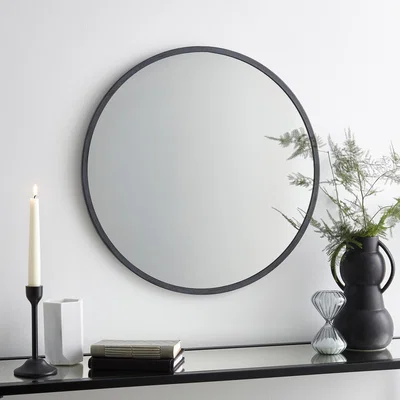 Dunelm Brushed Metal Effect Round Mirror 50cm Pewter