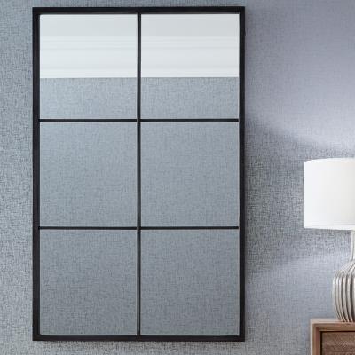 Dunelm 6 Pane Foxed Glass Mirror, Matt Black 70x100cm Black