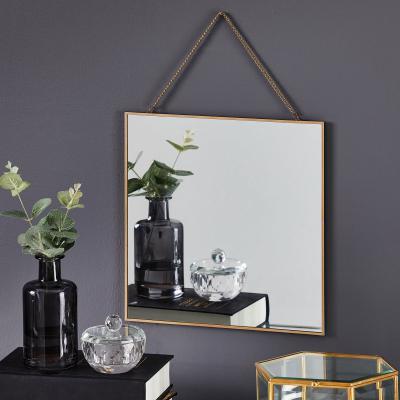 Dunelm Square Hanging Chain Wall Mirror 27.5x37.5cm Gold Effect Gold Effect