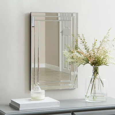 Dunelm Layered Glass Mirror 60x40cm Silver Effect