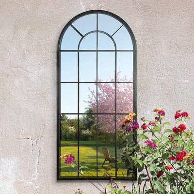 Dunelm Lotus Antique Black Outdoor Mirror Black