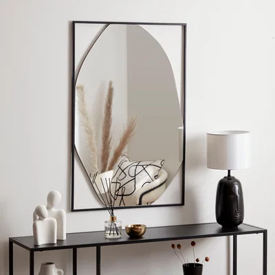 Dunelm Framed Pebble Wall Mirror 90cm x 60cm Black