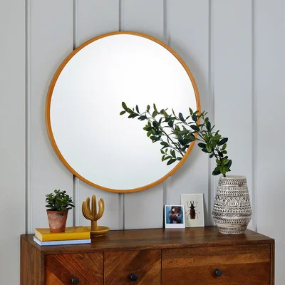 Dunelm Wooden Round Wall Mirror 71cm Natural Natural