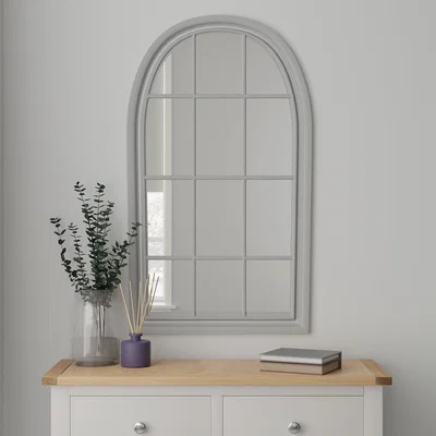 Dunelm Arch Window Mirror Grey Grey