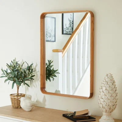 Dunelm Elements Solid Oak Squoval Mirror 75x55cm Light Oak