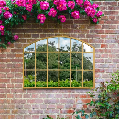 Dunelm Arcus Window Arched Indoor Outdoor Wall Mirror Gold