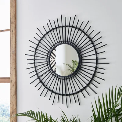 Dunelm Black Bamboo Mirror 80cm Black