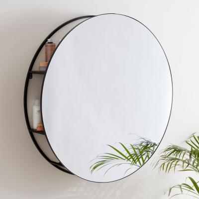 Dunelm Apartment 80cm Round Mirror Storage Black