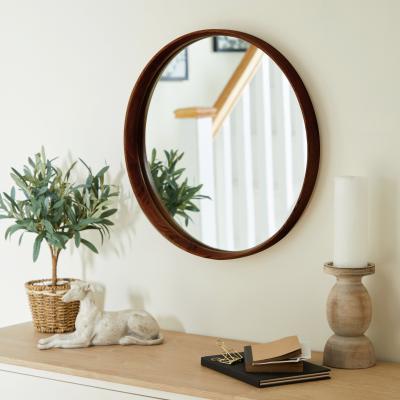 Dunelm Elements Solid Oak 55cm Round Mirror Walnut (Brown)