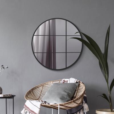 Dunelm Circulus Metal Framed Round Window Wall Mirror Black
