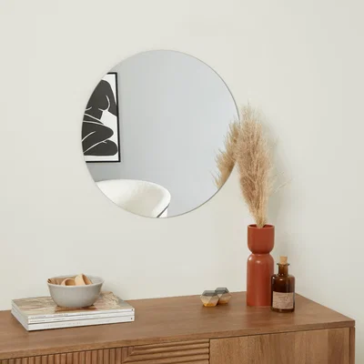 Dunelm Frameless Round Mirror 50cm Silver