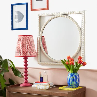 Dunelm Pride & Joy Natural Bobbin Wall Mirror 60cm White