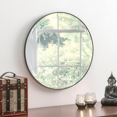 Dunelm Yearn Round Minimal Wall Mirror, Black 46cm Black