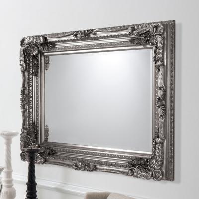 Dunelm Carved Louis 120x90cm Wall Mirror in Silver Effect Silver Effect