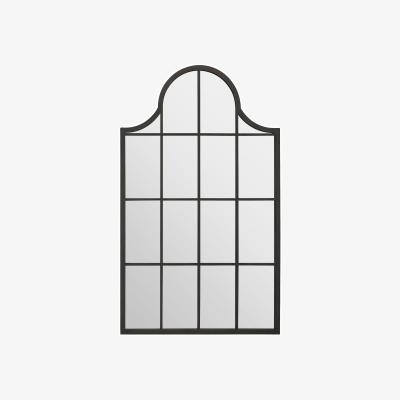 Dunelm Arcus Window Pane Metal Framed Arched Wall Mirror Black