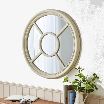 Dunelm Sandstone Washed Round Window Wall Mirror Sandstone
