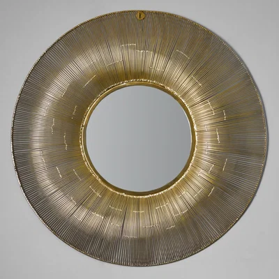 Dunelm Metal Wire Round Wall Mirror, Gold Effect 92cm Gold Effect