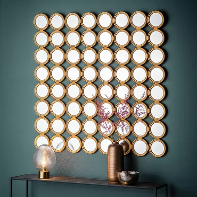 Dunelm Larysa Circles Mirror 104x104cm Gold Effect