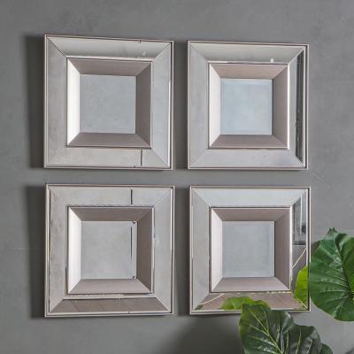 Dunelm Set of 4 Monto Square Mirrors 36 x 36 cm Silver