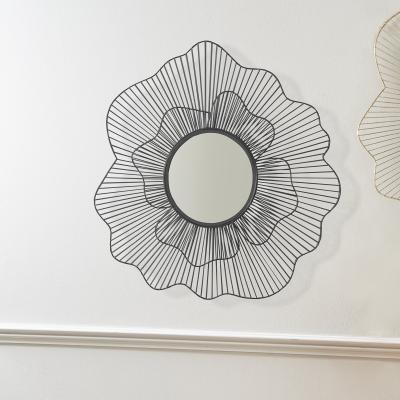 Dunelm Metal Floral Frame Round Wall Mirror, Black 76cm Black