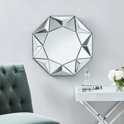 Dunelm 3D Geo Wall Mirror 60cm Silver Effect